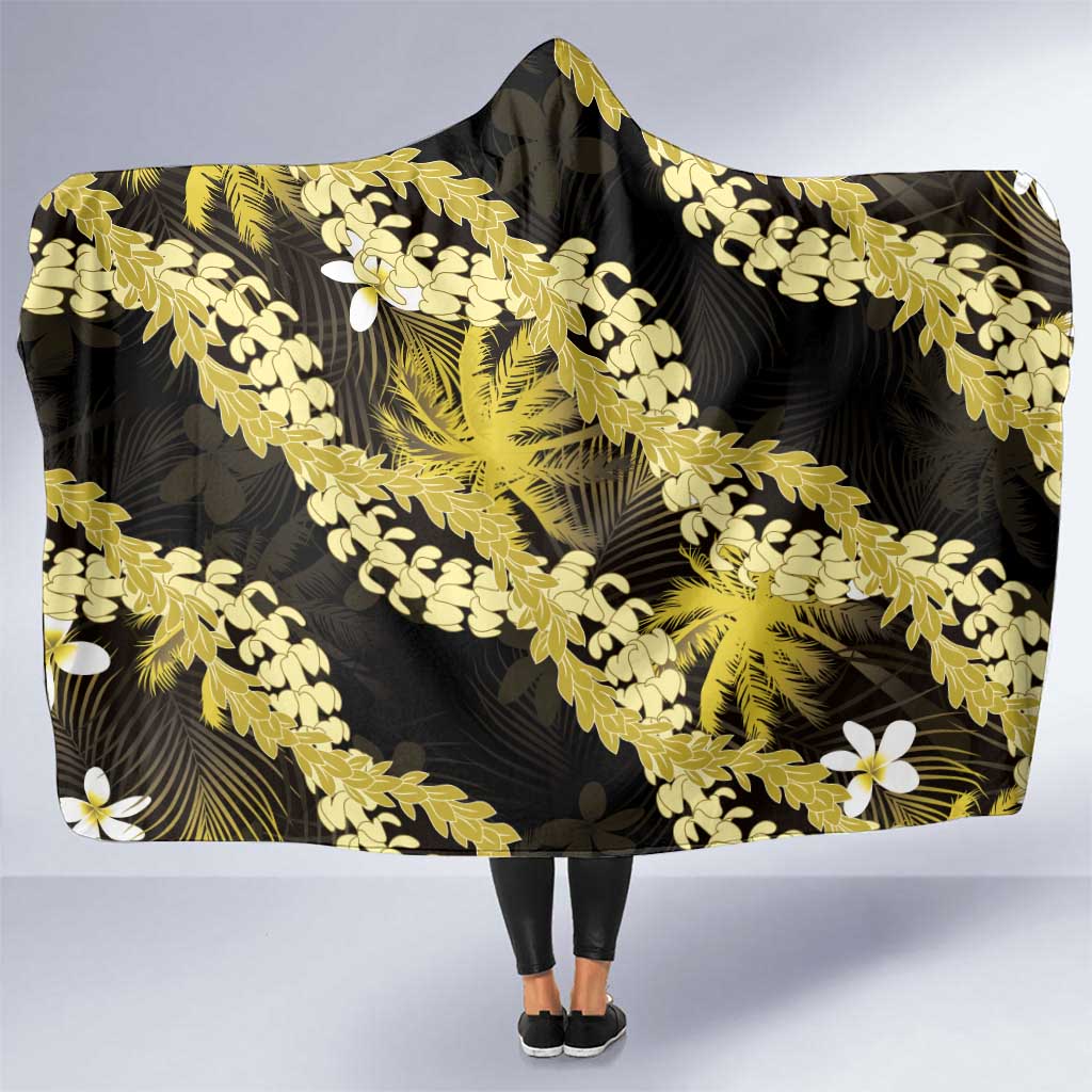 Puakenikeni Maile Lei Hooded Blanket Frangipani Yellow Tropical Leaves