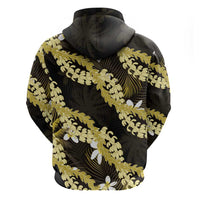 Puakenikeni Maile Lei Hoodie Frangipani Yellow Tropical Leaves