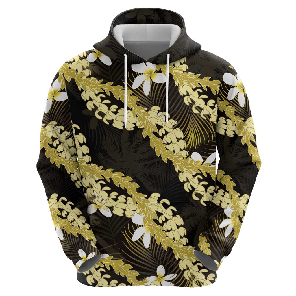 Puakenikeni Maile Lei Hoodie Frangipani Yellow Tropical Leaves