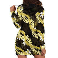 Puakenikeni Maile Lei Hoodie Dress Frangipani Yellow Tropical Leaves LT01 - Polynesian Pride