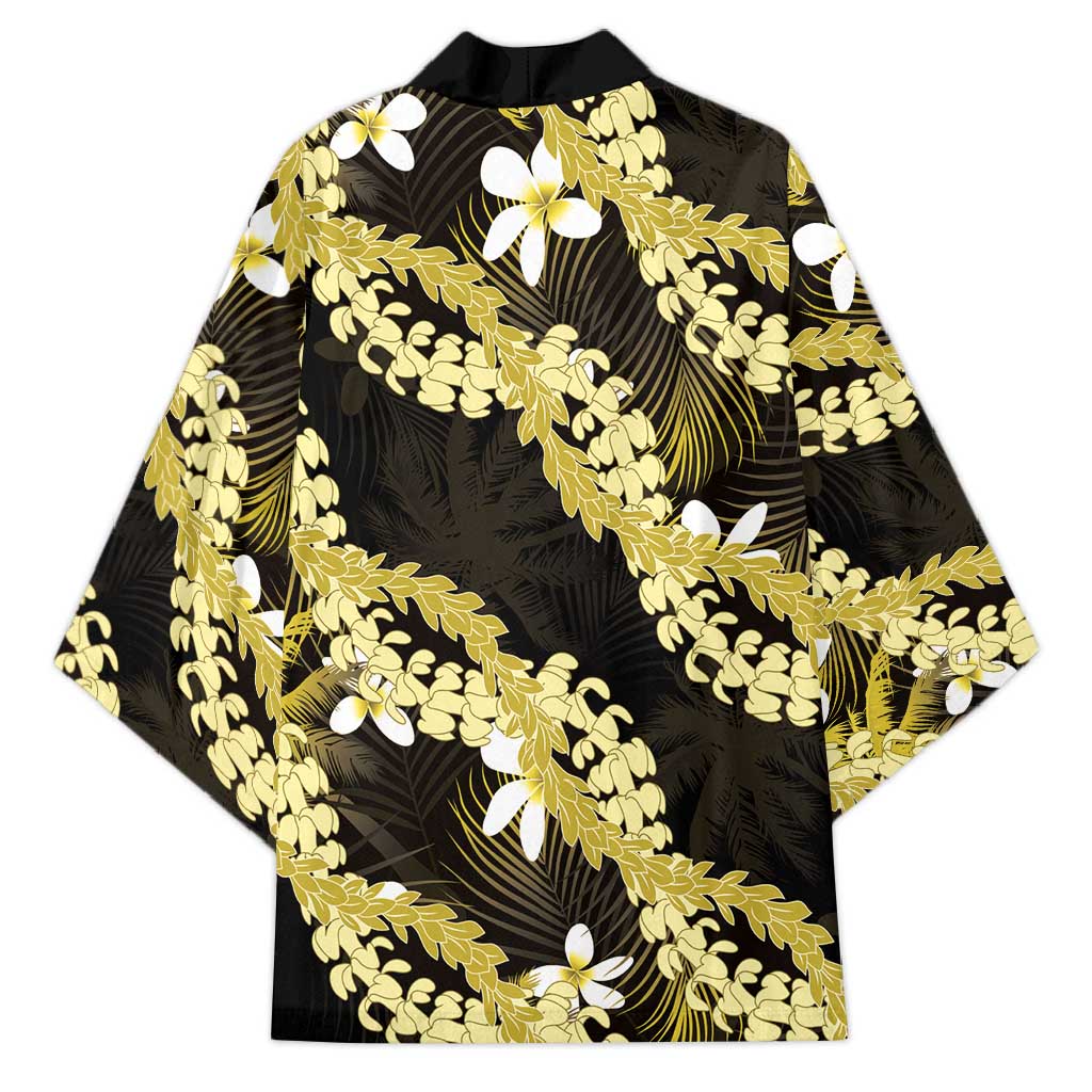 Puakenikeni Maile Lei Kimono Frangipani Yellow Tropical Leaves