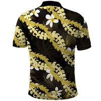 Puakenikeni Maile Lei Polo Shirt Frangipani Yellow Tropical Leaves