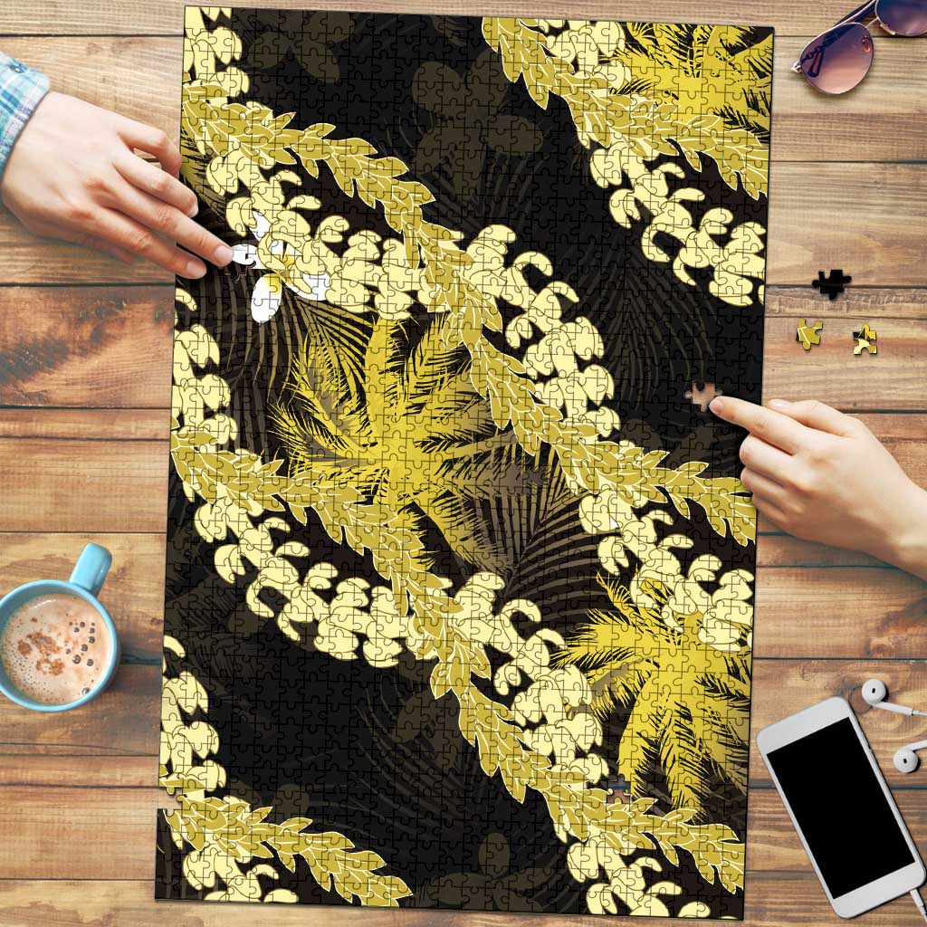 Puakenikeni Maile Lei Puzzle Frangipani Yellow Tropical Leaves