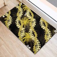 Puakenikeni Maile Lei Rubber Doormat Frangipani Yellow Tropical Leaves