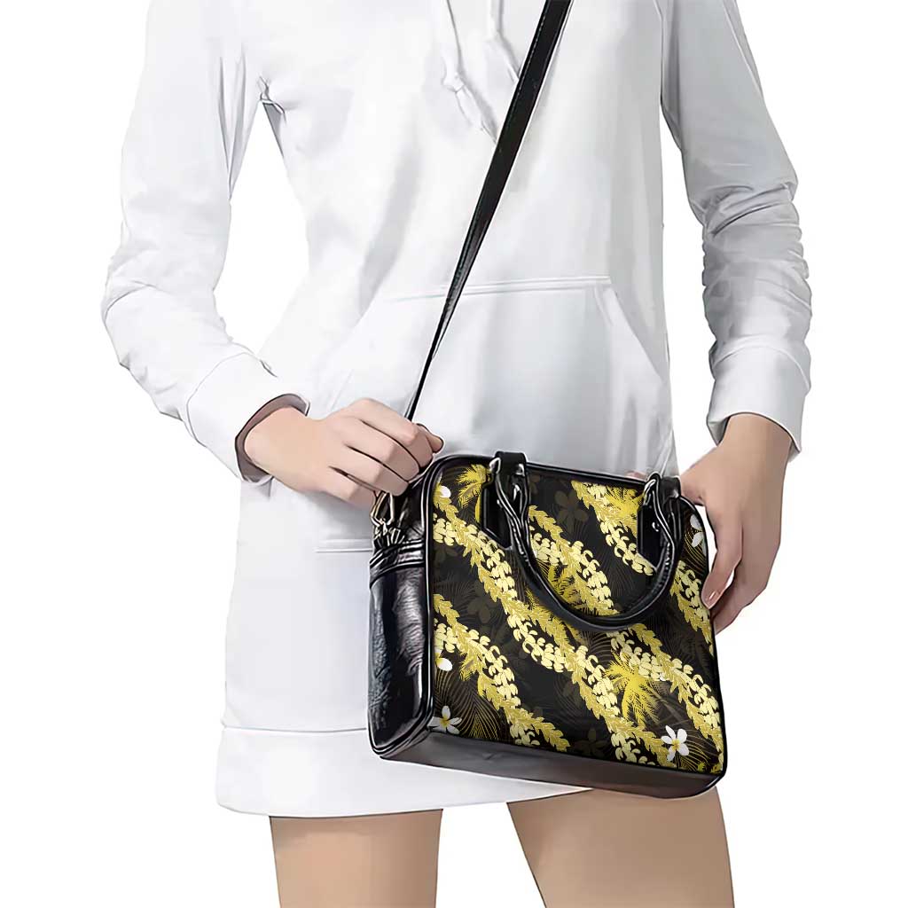 Puakenikeni Maile Lei Shoulder Handbag Frangipani Yellow Tropical Leaves