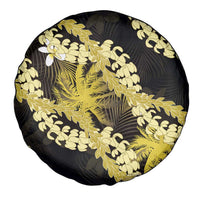 Puakenikeni Maile Lei Spare Tire Cover Frangipani Yellow Tropical Leaves