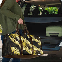 Puakenikeni Maile Lei Travel Bag Frangipani Yellow Tropical Leaves