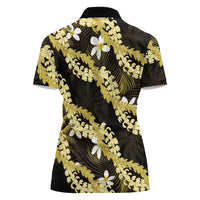 Puakenikeni Maile Lei Women Polo Shirt Frangipani Yellow Tropical Leaves LT01 - Polynesian Pride