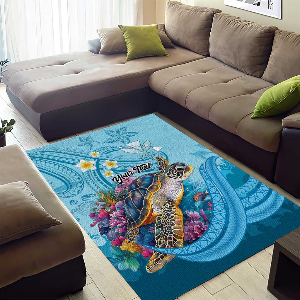 Personalized Hawaii Sea Turtle Area Rug Hawaii Map Ocean Vibes