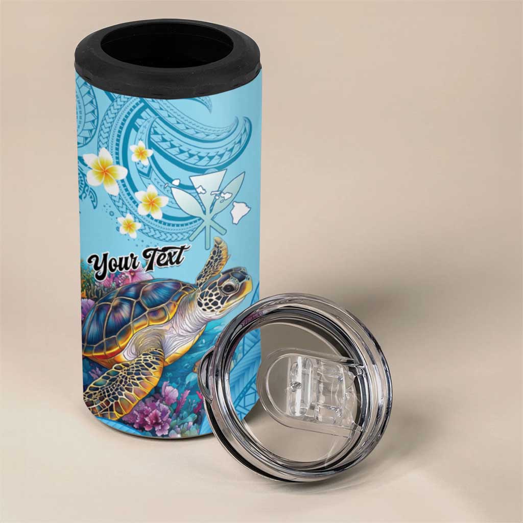 Personalized Hawaii Sea Turtle 4 in 1 Can Cooler Tumbler Hawaii Map Ocean Vibes
