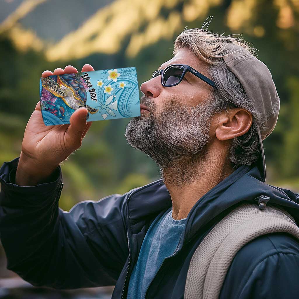 Personalized Hawaii Sea Turtle 4 in 1 Can Cooler Tumbler Hawaii Map Ocean Vibes