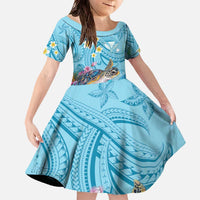 Personalized Hawaii Sea Turtle Family Matching Off The Shoulder Long Sleeve Dress and Hawaiian Shirt Hawaii Map Ocean Vibes