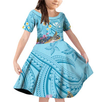 Personalized Hawaii Sea Turtle Family Matching Off Shoulder Short Dress and Hawaiian Shirt Hawaii Map Ocean Vibes