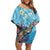 Personalized Hawaii Sea Turtle Family Matching Off Shoulder Short Dress and Hawaiian Shirt Hawaii Map Ocean Vibes
