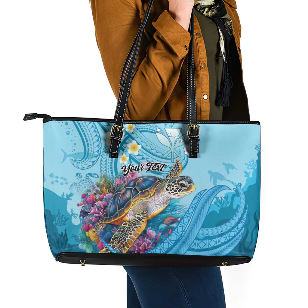 Personalized Hawaii Sea Turtle Leather Tote Bag Hawaii Map Ocean Vibes