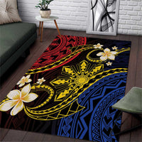 Philippines Spirit Tribal Sun Plumeria Area Rug Red And Blue Polynesian Pattern