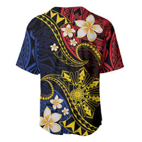 Philippines Spirit Tribal Sun Plumeria Baseball Jersey Red And Blue Polynesian Pattern