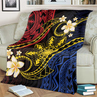 Philippines Spirit Tribal Sun Plumeria Blanket Red And Blue Polynesian Pattern
