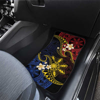 Philippines Spirit Tribal Sun Plumeria Car Mats Red And Blue Polynesian Pattern