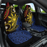 Philippines Spirit Tribal Sun Plumeria Car Seat Cover Red And Blue Polynesian Pattern
