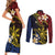 Philippines Spirit Tribal Sun Plumeria Couples Matching Short Sleeve Bodycon Dress and Long Sleeve Button Shirt Red And Blue Polynesian Pattern