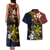 Philippines Spirit Tribal Sun Plumeria Couples Matching Tank Maxi Dress and Hawaiian Shirt Red And Blue Polynesian Pattern LT01 - Polynesian Pride