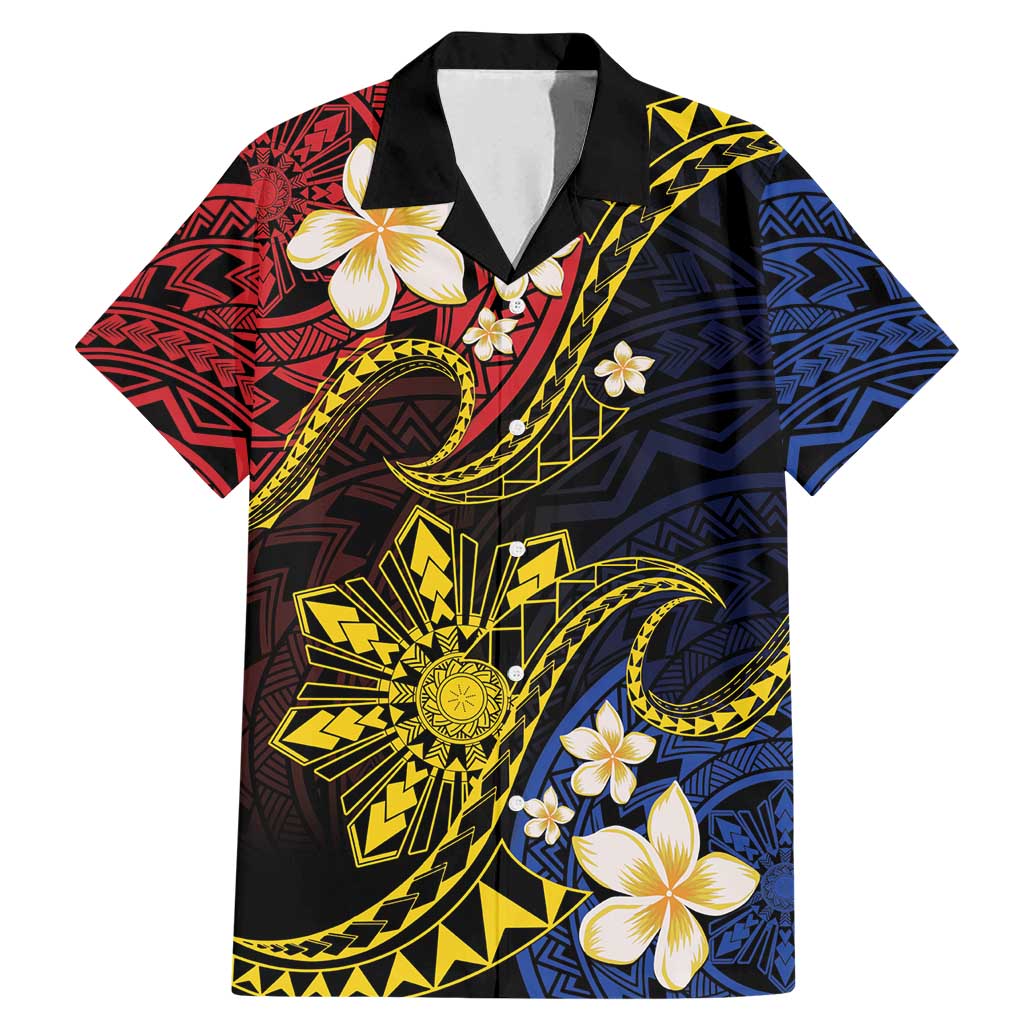 Philippines Spirit Tribal Sun Plumeria Family Matching Mermaid Dress and Hawaiian Shirt Red And Blue Polynesian Pattern