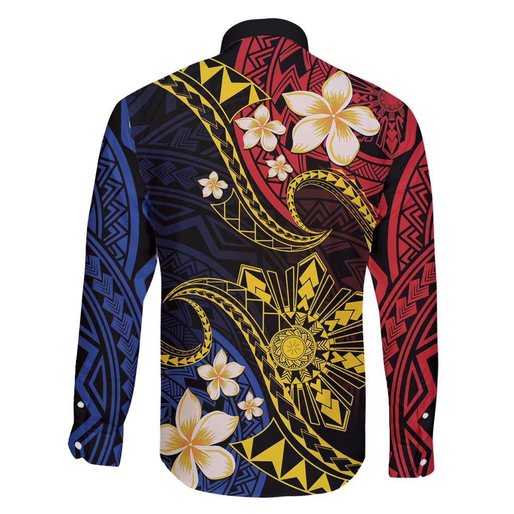 Philippines Spirit Tribal Sun Plumeria Family Matching Mermaid Dress and Hawaiian Shirt Red And Blue Polynesian Pattern