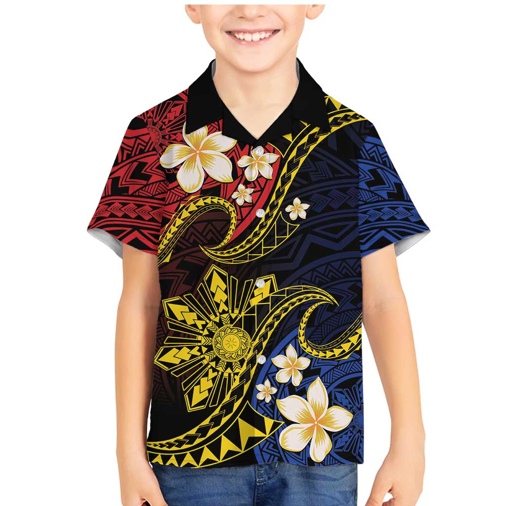 Philippines Spirit Tribal Sun Plumeria Family Matching Mermaid Dress and Hawaiian Shirt Red And Blue Polynesian Pattern