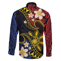 Philippines Spirit Tribal Sun Plumeria Family Matching Puletasi and Hawaiian Shirt Red And Blue Polynesian Pattern