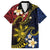 Philippines Spirit Tribal Sun Plumeria Family Matching Short Sleeve Bodycon Dress and Hawaiian Shirt Red And Blue Polynesian Pattern