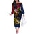 Philippines Spirit Tribal Sun Plumeria Off The Shoulder Long Sleeve Dress Red And Blue Polynesian Pattern