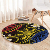 Philippines Spirit Tribal Sun Plumeria Round Carpet Red And Blue Polynesian Pattern