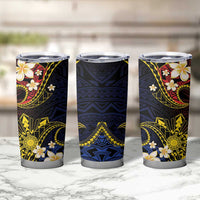 Philippines Spirit Tribal Sun Plumeria Tumbler Cup Red And Blue Polynesian Pattern