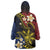 Philippines Spirit Tribal Sun Plumeria Wearable Blanket Hoodie Red And Blue Polynesian Pattern