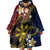 Philippines Spirit Tribal Sun Plumeria Wearable Blanket Hoodie Red And Blue Polynesian Pattern