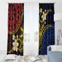 Philippines Spirit Tribal Sun Plumeria Window Curtain Red And Blue Polynesian Pattern