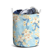 Hawaii Hibiscus Plumeria Blue Laundry Basket Polynesian Pattern LT01 - Polynesian Pride