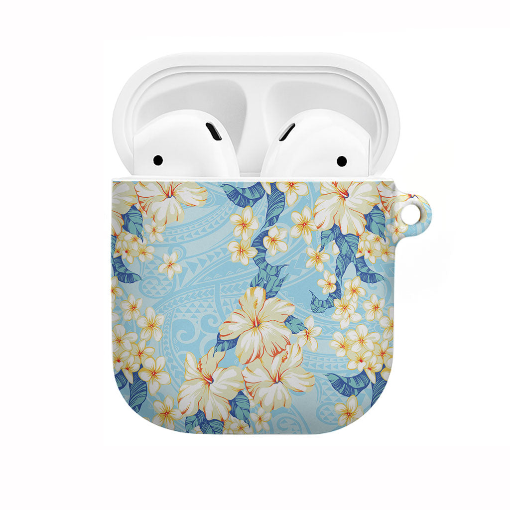 Hawaii Hibiscus Plumeria Blue AirPods Case Polynesian Pattern LT01 Blue - Polynesian Pride