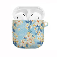 Hawaii Hibiscus Plumeria Blue AirPods Case Polynesian Pattern LT01 Blue - Polynesian Pride