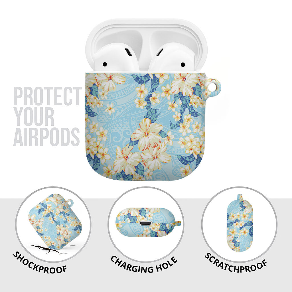 Hawaii Hibiscus Plumeria Blue AirPods Case Polynesian Pattern LT01 - Polynesian Pride