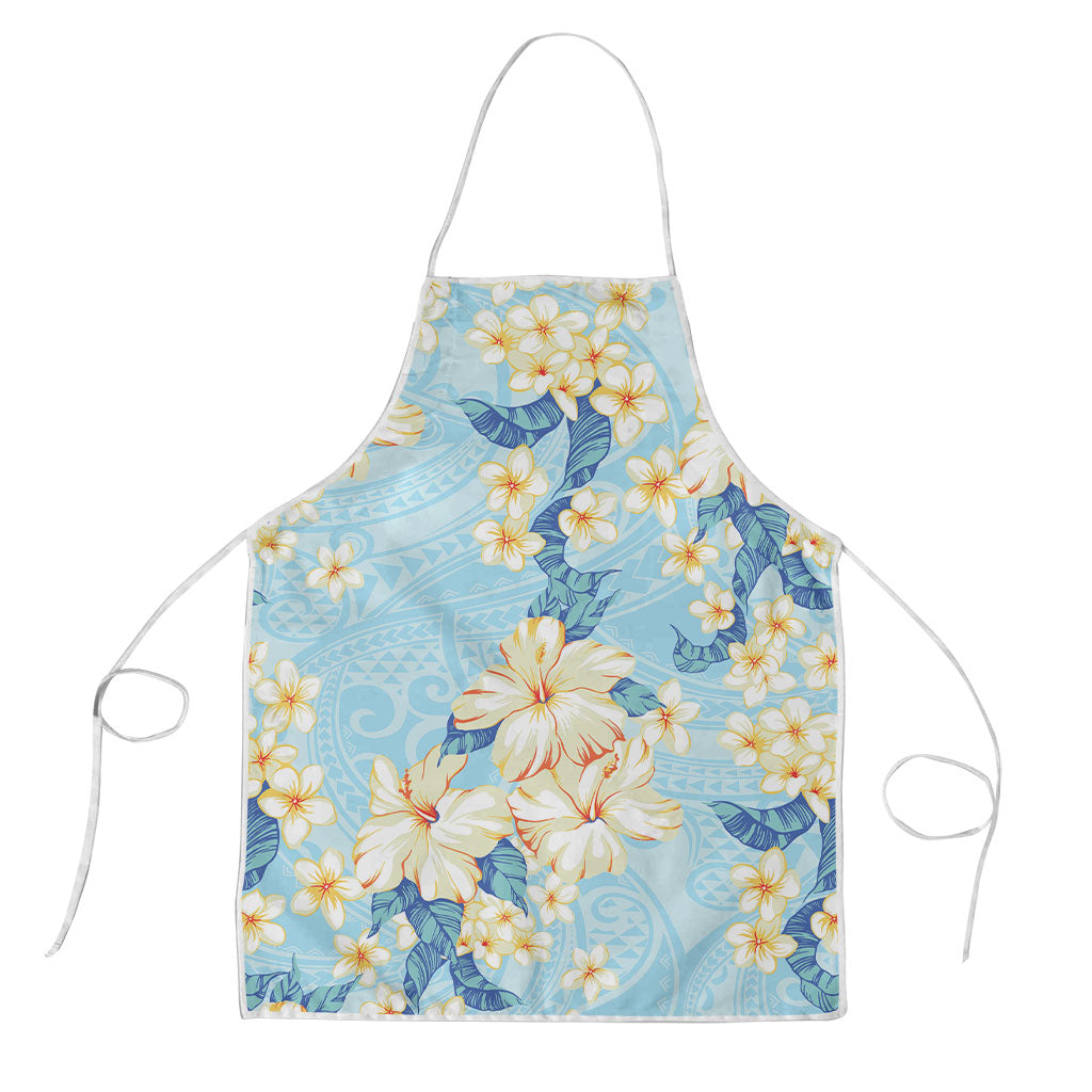 Hawaii Hibiscus Plumeria Blue Apron Polynesian Pattern LT01 Blue - Polynesian Pride