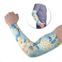 Hawaii Hibiscus Plumeria Blue Arm Sleeves Polynesian Pattern LT01 Set of 2 Blue - Polynesian Pride