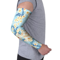 Hawaii Hibiscus Plumeria Blue Arm Sleeves Polynesian Pattern LT01 - Polynesian Pride