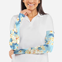 Hawaii Hibiscus Plumeria Blue Arm Sleeves Polynesian Pattern LT01 - Polynesian Pride