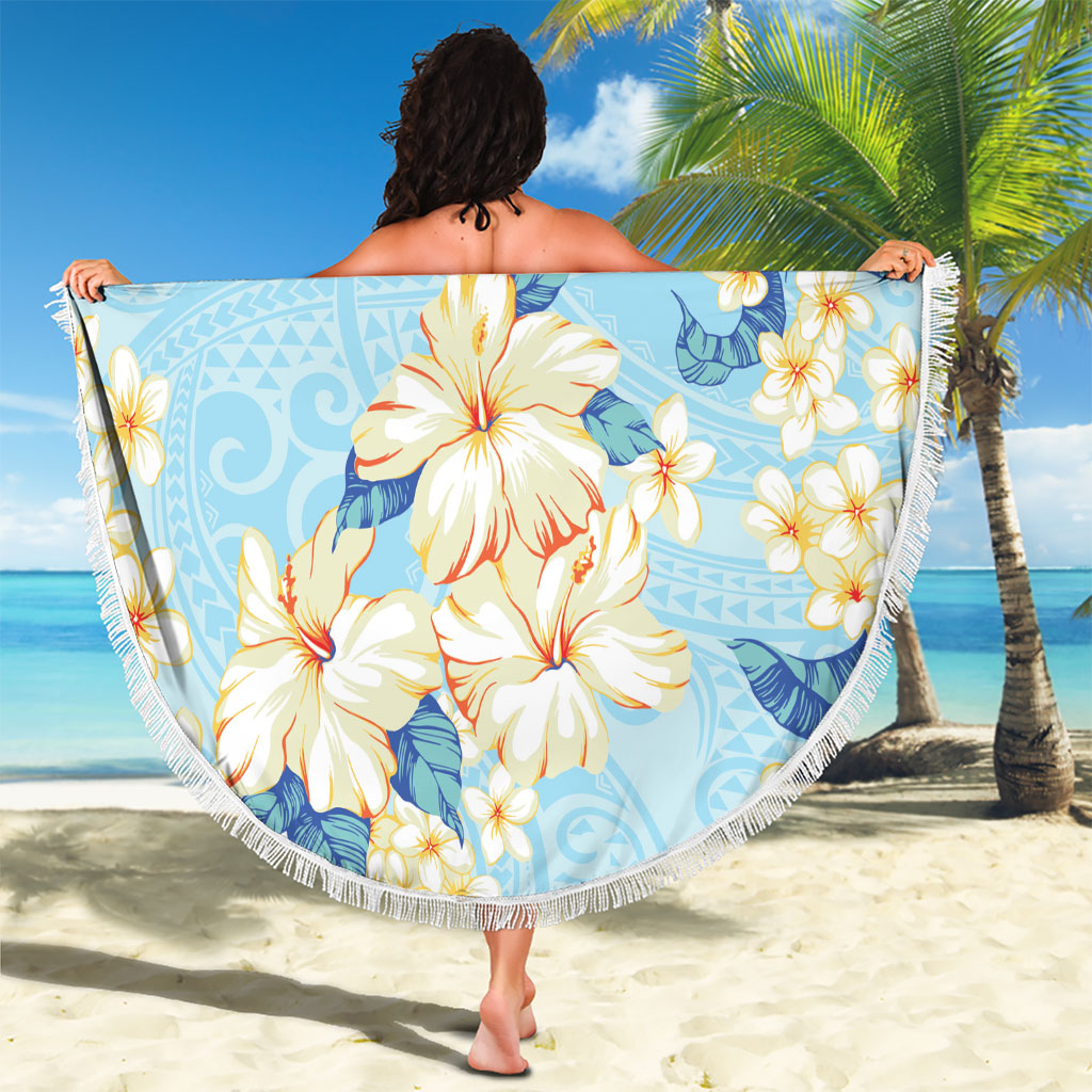 Hawaii Hibiscus Plumeria Blue Beach Blanket Polynesian Pattern LT01 - Polynesian Pride