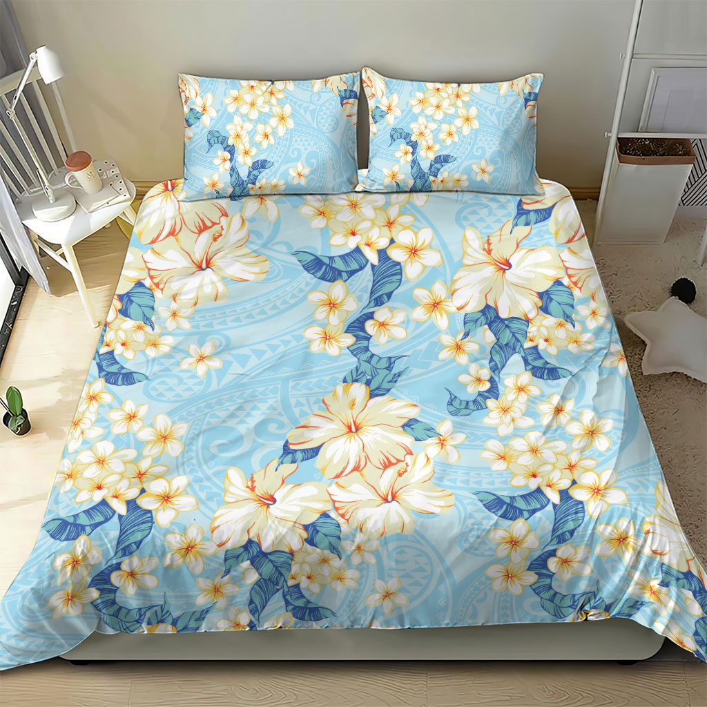 Hawaii Hibiscus Plumeria Blue Bedding Set Polynesian Pattern LT01 - Polynesian Pride