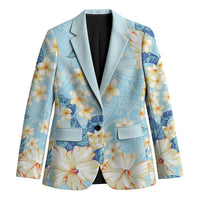 Hawaii Hibiscus Plumeria Blue Blazer Polynesian Pattern LT01 Unisex Blue - Polynesian Pride