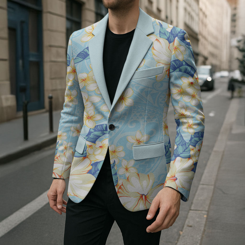 Hawaii Hibiscus Plumeria Blue Blazer Polynesian Pattern LT01 - Polynesian Pride