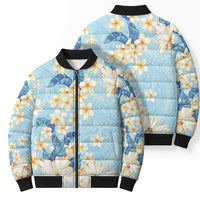 Hawaii Hibiscus Plumeria Blue Bomber Puffer Jacket Polynesian Pattern LT01 - Polynesian Pride